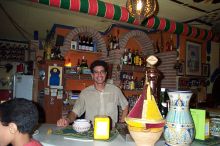 Hatim, the bartender at Omkalthum's always has a warm welcoming smile, not to mention great Morrocan tapas.