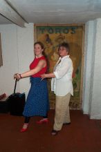 Nancy with Ana, the Sevillanas dance and castenet instructor.    It´s a lot tougher than it looks.