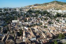 View of Granada from the Albaicin or from the Alhambra.