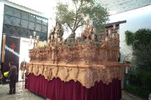 This is the float that is decorated with hand carved wood.  The whole float is being carved by a now 67 year old craftsman from Seviila.  