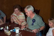 Grandpa and Ann going through his birthday treasures.